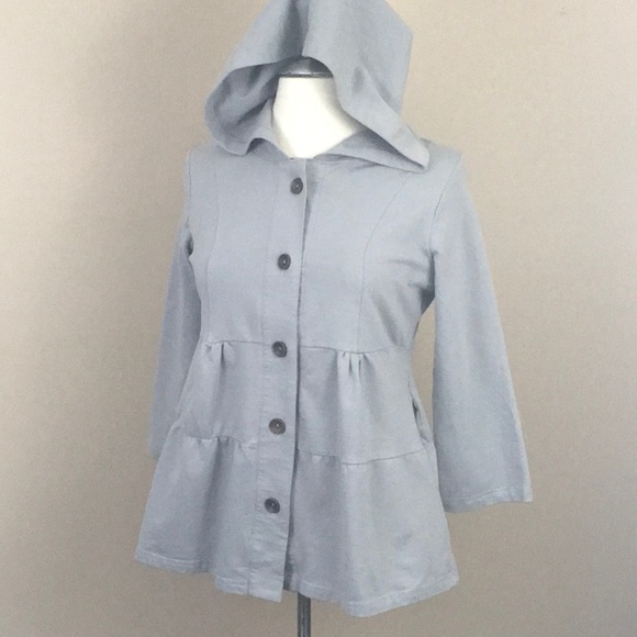 Kimchi Blue Jackets & Blazers - Kimchi Blue light gray tiered jacket with hood